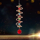 FONMY Gazing Ball Spiral Tail -Decorative Wind Spinner Sun Catcher Rainbow Maker Copper Double-Spiral W/Red Crystal Ball and Chain Crystals Beads for Indoor Outdoor Garden Decoration -14 inch Height by GreenHaven Gardens
