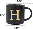 COLLECTIVE HOME - Monogram Ceramic Mugs, 15 oz Golden Initial Black Coffee Cups, Elegant Alphabet Tea Mugs, Elegant Personalized Mug with Gift Box, Unique Mug with Double Side Capital Lette (H) by CozyNest Decor
