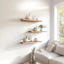 Light Wood Floating Shelves for Wall Rustic Wall Shelves for Bedroom Set of 6 by CozyNest Decor