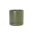 D'vine Dev 3.5 Inch Ceramic Planter Pot with Drainage Hole and Saucer, Indoor Cylinder Round Planter Pot, Olive, 94-O-A-J by GreenHaven Gardens