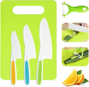 Kids Knife Set, 5 Pcs Montessori Kitchen Tools for Toddlers' Real Cooking, BPA Free Kids Safe Kitchen Cooking and Baking Set with Peeler, Cutting Board for Sandwich Bread Vegetable Fruit Present Gift by TinyTreasures Baby Boutique