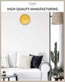 LUUK LIFESTYLE 10” Quartz Wall Clock with Silent Movement, Timeless Scandinavian Design, Kitchen Wall Clock, Decoration for Children's Room, Yellow and Silver by CozyNest Decor