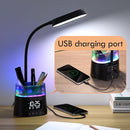 WILIT LED Kids Desk Lamp, Dimmable Study Lamp for Home Office Desk Accessories, with Pen Holder & Clock, USB Charging, RGB Night Light, Bedroom & College Dorm Room Essentials for Girls - Black by TinyTreasures Baby Boutique