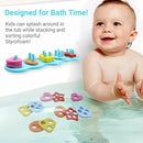Baby Bath Toys, Sorting & Stacking Toy Bath Toy, Shape Sorter Toys for Bathtub,Stacking Bath Toy Set with 20 Textured Floating Pieces, Toddler Early Learning Bathtub Fun by TinyTreasures Baby Boutique