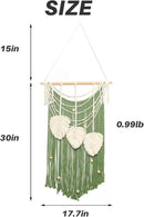 JONKASIPA Macrame Wall Hanging Bohemian Handmade Leaf Feather Wall Art Decorations, Green fringe Chic Home Decor for Apartment Dorm Living Room Bedroom by CozyNest Decor