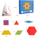 JCREN Wooden Pattern Blocks Montessori Toys Shape Puzzles Kindergarten Classic Educational Tangram Geometric Brain Teaser Toys Best STEM for Kids Ages 4-8 with 24 Pcs Design Cards by TinyTreasures Baby Boutique
