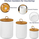 Ceramic Storage Jars, Modern Elegant Highly Polished Airtight Gorgeous Storage Canisters with Wooden Lid Small Food Stroage Jar for Kitchen Spice Tea Vanilla Sugar Coffee Beans (White trumpet) by CozyNest Decor