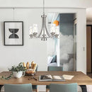 BONLICHT 5 Light Modern Chandeliers Brushed Nickel Kitchen Island Dining Room Lighting Fixtures Ceiling Hanging Clear Hammered Glass Pendant Lamp Transitional Pendant Lights for Living Room Foyer by CozyNest Decor