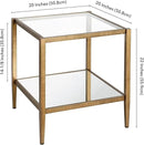 Henn&Hart 20" Wide Square Side Table with Mirror Shelf in Brass, Table for Living Room, Bedroom by CozyNest Decor