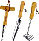 Gardtech Garden Tool Set, Made by Real Ash Wood Handle and Thicken Stainless Steel- 3 Pcs Including Garden Hand Trowel, Transplant, Cultivator-Gardening Gifts for Gardener by GreenHaven Gardens