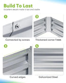 Quictent Galvanized Raised Garden Bed 4x3x1 Ft Metal Planter Box for Vegetables Bottomless for Backyard, Include 1 Tomato Cage, Silver by GreenHaven Gardens