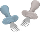 2 Pcs Baby Forks Toddler Forks for Self Feeding, Kids Forks with Silicone Round Handle, Stainless Steel Toddler Utensils Children Safe Silverware Set, Anti-Choke Design, BPA Free by TinyTreasures Baby Boutique