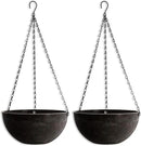 DEAYOU 2 Pack Resin Hanging Planters for Indoor Plants, 10" Hanging Flower Pots with Drainage Holes, Hanging Baskets with Chain and Hook for Garden, Outdoor, Balcony Decor (Marble Pattern) by GreenHaven Gardens