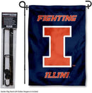 College Flags & Banners Co. Illinois Fighting Illini Garden Flag with Stand Holder by GreenHaven Gardens