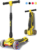 LOL-FUN Toddler Scooter for Kids Ages 3-12 Years Old Boy Girl with 3 Wheel LED Lights, Extra-Wide Childrens Foldable Kick Scooter Kids Ages 3-5 with 4 Adjustable Height and Lean-to-Steer by TinyTreasures Baby Boutique