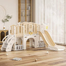KORIMEFA 8 in 1 Toddler Slide Set, Kids Slide for Toddlers Age 1-3, Toddler Climber PlaySet with Basketball Hoop and Ball, Outdoor Indoor Kids Playground for Toddlers 1-3, Beige by TinyTreasures Baby Boutique