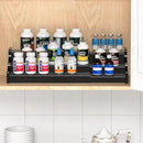 Spice Rack Organizer For Cabinet - 3 Tier Black Bamboo Wooden Expandable Display Shelf from 12.70 to 22.20 inch by CozyNest Decor