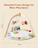 Wooden Baby Play Gym & Tummy Time Playmat – Montessori Sensory Activity Mat with 6 Developmental Toys for Fine Motor Skills – for Newborns to Toddlers (0–12M+) by TinyTreasures Baby Boutique