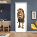 3D Lion Door Stickers - Peel & Stick - Waterproof & Washable - Matt Finish - Realistic Style - Brown - 34.6 x 78.7 Inch (2 Pieces) by GreenHaven Gardens