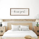 comurdyo Be Our Guest Wall Decor Sign 40”X15” Large Master Bedroom Above Bed Wall Decor Wood Framed Guest Room Sign Simple Rustic Farmhouse Over Bed Bedside Wall Art (Wood) by CozyNest Decor