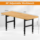 60" Work Bench, Adjustable Height Workbench with Rubber Pad, Heavy-Duty Work Table with Power Outlets, 2000 LBS Capacity Workstation for Garage, Workshop, Office, Home by GreenHaven Gardens
