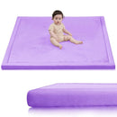 Baby Play Mat for Floor,1.3" Thick Elasti-Foam 50x50 Playpen Mat for Toddlers Infant Kids,Water-Repellent Soft Coral Velvet for Tummy Time,Non-Slip Backing for Crawling,Tatami Style(Lavender) by TinyTreasures Baby Boutique