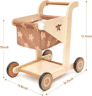 Asweets 2 in 1 Wooden Baby Walker Push and Pull Doll Stroller, Shopping Cart Learning Walker for Boys and Girls, Sit Stand Learning Toddler Toy (Brown) by TinyTreasures Baby Boutique