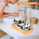 Bathroom Vanity Tray Organizer Bamboo, Small Wood Tray for Bathroom Counter Kicthen Drawer, Rectangular Toilet Paper Storage Basket Box, Guest Sink Tray Decor, Bathroom Accessories 15" x 6" x 2.5" by CozyNest Decor