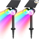 Barrina Solar Spot Lights Outdoor, 360° Horizontal Adjustable, 24 LEDs RGB Color Changing Solar Spotlight, IP65 Waterproof, Auto On/Off Solar Powered Landscape Lights for Outside Garden Yard, 2 Pack by GreenHaven Gardens