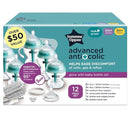 Tommee Tippee Advanced Anti-Colic 12 Piece Set, 5 oz and 9 oz BPA Free Bottles, Newborn 0+ Months, Includes Slow & Medium-Flow Breast-Like Nipples and Bottle Handles and Cleaning Brush by TinyTreasures Baby Boutique