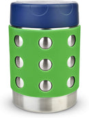 LunchBots Thermal 12 oz Triple Insulated Thermos - Hot 6 Hours or Cold 12 Hours - Leak Proof Thermos Soup Jar - All Stainless Interior - Navy Lid - Green Dots by TinyTreasures Baby Boutique