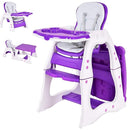 Costzon Baby High Chair, 3 in 1 Infant Table and Chair Set, Convertible Booster Seat with 3-Position Adjustable Feeding Tray, Adjustable Seat Back, 5-Point Harness (Purple) by TinyTreasures Baby Boutique