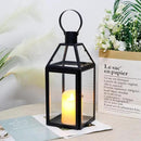 JHY DESIGN Black Decorative Lanterns 16“H Decorative Candle Lantern with Tempered Glass for Indoor Outdoor Events Parities and Weddings by CozyNest Decor