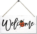 Welcome Decor Sign, Hanging Wood Sign Home Decorative, Printed Wood Wall Art Sign, Ladybug Welcome Sign, Door Sign, Front Door Wall Art Decor, Welcome Sign for Home Farmhouse Yard Garden 12 * 6inch by CozyNest Decor