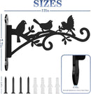 Metal Hanging Plant Bracket with Birdie Pattern 2 Pack – Heavy Duty Plant Hooks for Hanging Flower Baskets，Plants, Bird Feeder, Wind Chime - Indoor/Outdoor Use，Black Matte Texture (12 in) by GreenHaven Gardens