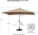 PURPLE LEAF 9' x 11.5' Patio Umbrella Outdoor Table Umbrella Rectangular Aluminum Market Umbrella with 8 Sturdy Ribs & Crank Outdoor Umbrellas for Garden Deck Patio, Taupe by GreenHaven Gardens