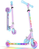 BELEEV V2 Scooters for Kids with Light-Up Wheels & Stem & Deck, 2 Wheel Folding Scooter for Girls Boys, 3 Adjustable Height, Non-Slip Pattern Deck, Lightweight Kick Scooter for Children Ages 3-12 by TinyTreasures Baby Boutique