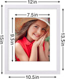 Vittanly 11x14 Picture Frames Set of 9, Shatter Resistant Plexiglass, Display 8x10 Pictures with Mat or 11x14 without Mat, Photo Frames for Wall or Tabletop, Engineered Wood, White by CozyNest Decor