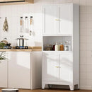 69" Tall Kitchen Pantry Cabinet, Metal Storage Cabinet with 4 Doors and Adjustbale Shelves, Freestanding Cupboards for Dining Room, Living Room, Bathroom by CozyNest Decor