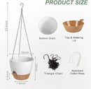 Hanging Planters for Indoor Outdoor Plants, 1 Set Self Watering Hanging Pot with Drainage Holes & Removable Tray (White-12inch, 12'') by CozyNest Decor