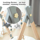 Wooden Foldable Baby Play Gym Frame Activity Hanging Bar With 5 Toys - Natural for Newborn (Grey) by TinyTreasures Baby Boutique