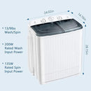 Portable Mini Twin Tub 22lbs Washing Machine With Drying Rack& 10 Hangers, 13lbs Washer & 9lbs Spinner, Small Laundry Washer with Time Control for Camping, Apartments, RV (22lbs) by CozyNest Decor