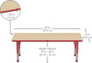 FDP Rectangle Activity School and Classroom Kids Table (24 x 60 inch), Chunky Toddler Legs, Adjustable Height 15-24 inches - Maple Top and Red Edge by CozyNest Decor