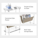 Eglaf Acrylic Narrow Side Table for Small Spaces - Slim End Table with Magazine Holder - Skinny Side Table Small Bedside Table Nightstand for Living Room Bedroom- 15.7” L x 7” W x 23.9” H, Clear by CozyNest Decor