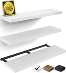 BAYKA Floating Shelves for Wall, 36 inches Wall Mounted Rustic Wood Shelves for Bathroom, Bedroom, Living Room, for Storage/Decor with 30lbs Capacity（White,Set of 3 by CozyNest Decor