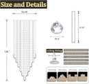 Flashing God D48''X H120''High Ceiling Chandelier Crystal Raindrop Chandeliers Large Villa Chandelier Entrance Foyer Hight Ceiling Lighting LED Dimmable 2700K-4500K-6000K 24 LED Bulbs Include by CozyNest Decor