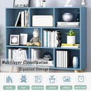 IOTXY Wooden Open Shelf Bookcase - 3-Tier Floorstanding Display Cabinet Rack with Legs, 8 Cubes Free Standing Bookshelf, Bright Blue by CozyNest Decor