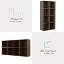 8-Cube Storage Shelf Bookcase - Wooden 4-Tier Floor Standing Open Bookshelf for Home and Office, Cuby Orgainzer, Walnut by CozyNest Decor