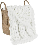 Esterra Chunky Knit Blanket Throw, 100% Handmade Chenille Throw Blanket 40"x50", Soft Thick Yarn Cable Knit Crochet Throw Blanket Rope Knot Throw for Couch Bed Sofa, Bright White by CozyNest Decor