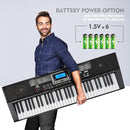 Piano Keyboard, Electric Keyboard Piano with light-Up Key, 255 Tones & Rhythms, Smart Learning System, Headphone/Mic, Stand, Bench, 61 Key Piano Keyboard for Beginners, Kids (Black-1) by TinyTreasures Baby Boutique